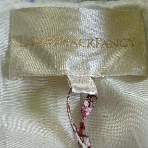 NWT LoveShackFancy Linen Lumine Blue Blazer Jacket Sz 8 AUTHENTIC CLASSIC BOWS - Picture 9 of 12